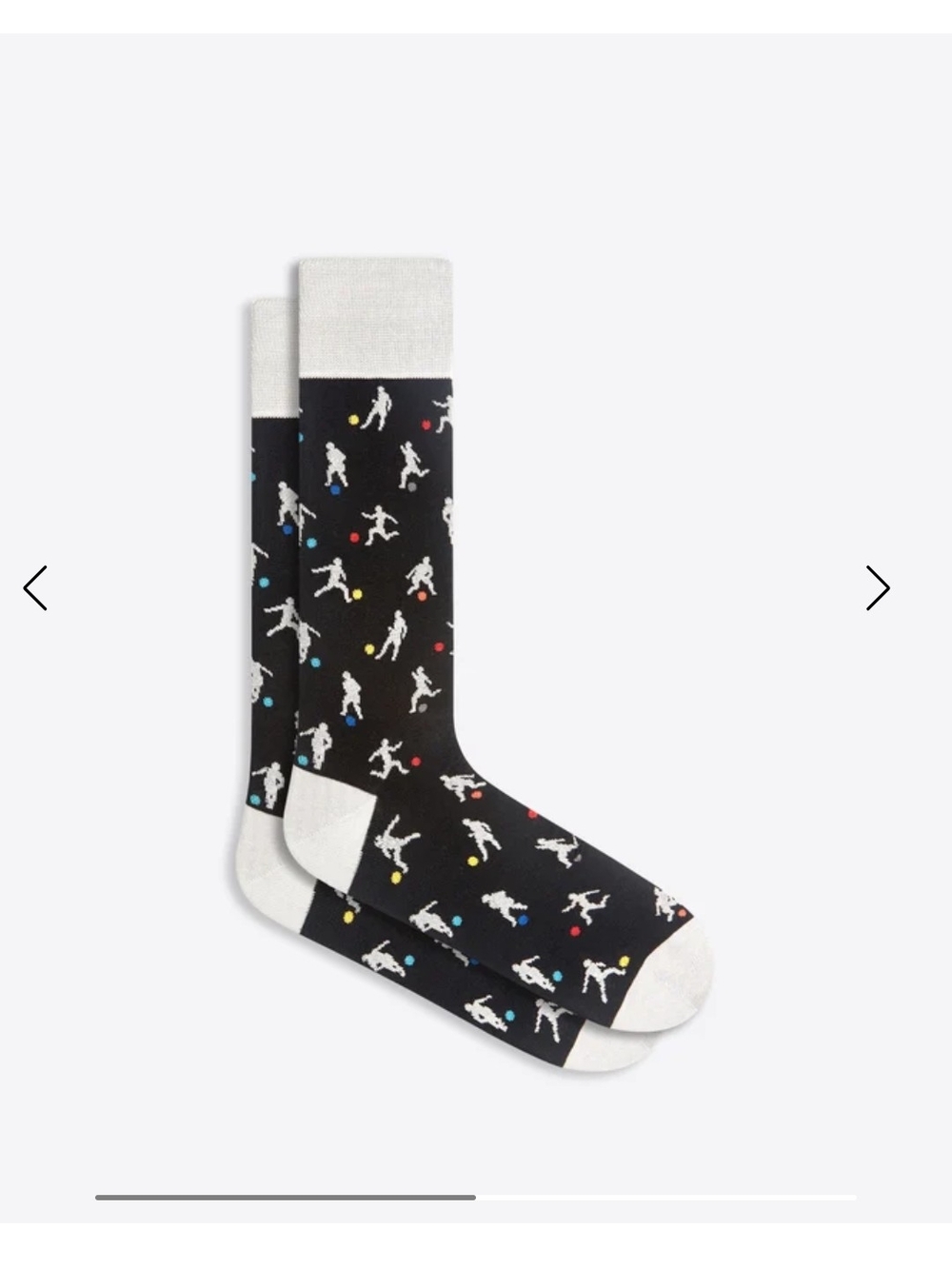 Bugatchi Black Crew Socks with Soccer Player Motif and Colorful Dots